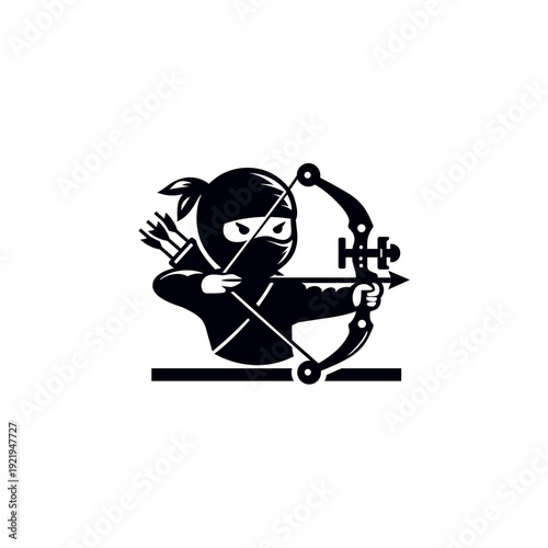 Ninja Archer Silhouette Illustration.