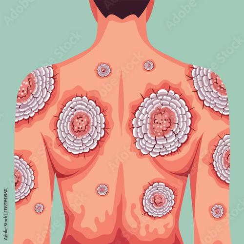 Dermatological Skin Condition on Mans Back