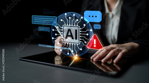 Fotografie AI interface showing prompt error warning and system alert