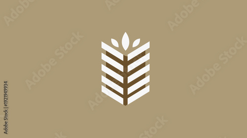 A stylized abstract illustration of a wheat or grain stalk with a tan background