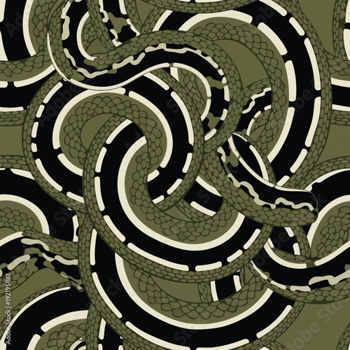 Intertwined Serpent Coils Seamless Pattern