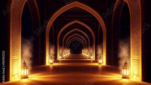 Illuminated Arches in a Dark Corridor.