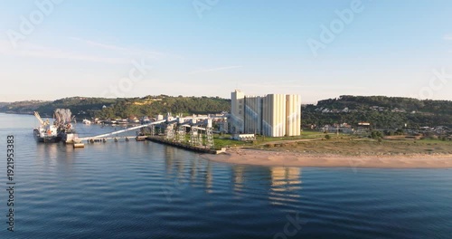Wallpaper Mural Grain Silos and Bulk Food Storage Facility on the Tagus River in Portugal, Aerial Shot Torontodigital.ca