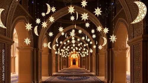 Ornate Archway with Hanging Lights Decor.