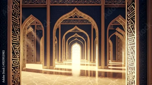 Ornate Archway Corridor with Light.
