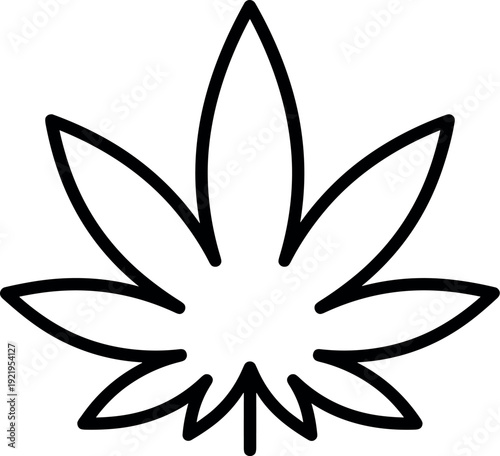 Black Silhouette of a Marijuana Cannabis Leaf with detailed serrated Edges Icon Vector