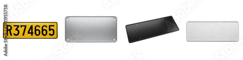 Foto Blank Vehicle License Plate Collection, Car Registration Tags Set, Metal Automot