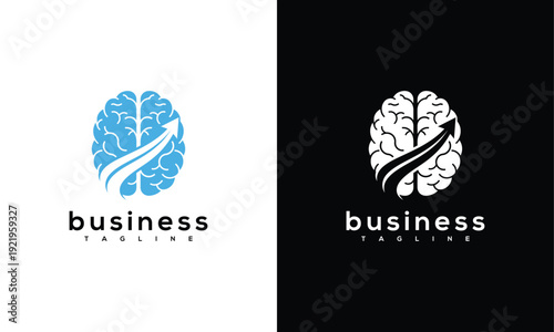 Brain Growth Logo Business Intelligence Creative Strategy Mind Development Vector Icon.