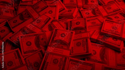 Money Pile In Red Light