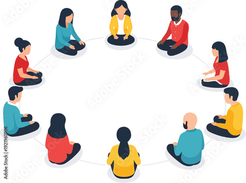 Two people sitting and talking viewed from a high angle