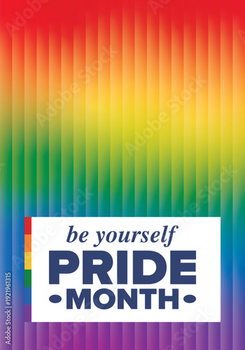 LGBT Pride Month in June. Lesbian Gay Bisexual Transgender. Celebrated annual. LGBT flag. Rainbow love concept. Human rights and tolerance. Poster, card, banner and background. Vector illustration