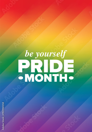LGBT Pride Month in June. Lesbian Gay Bisexual Transgender. Celebrated annual. LGBT flag. Rainbow love concept. Human rights and tolerance. Poster, card, banner and background. Vector illustration