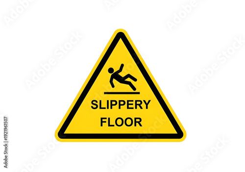 yellow triangle slippery floor sign png on transparent background