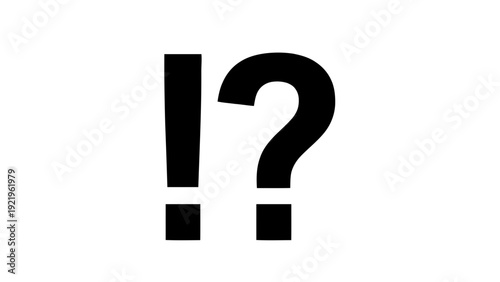 Vector illustration of black exclamation mark and question mark symbols on a transparent background