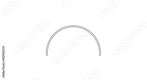 Simple geometric semicircle line art, half circle arc shape on isolated white background, basic design element.