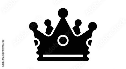 Royal Majestic Black Crown Icon Symbolizing Power and Success on Isolated White Background