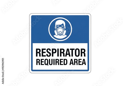 Blue respirator required area sign png on transparent background