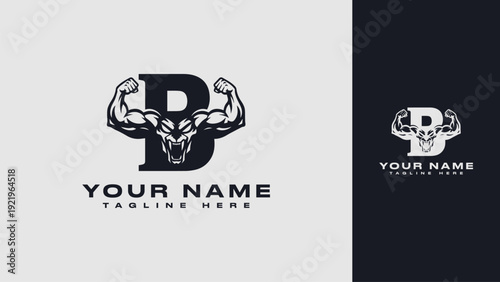 B Beast Mode Logo - Customizable Fitness & Gym Brand Identity