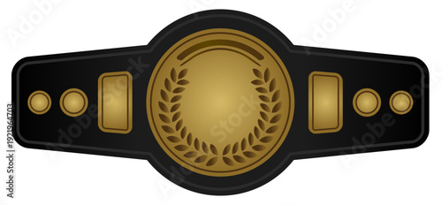 ボクシングやプロレスなどの格闘技のスポーツで使うチャンピオンのベルトをゴールドや黒のカラーでグラデーションを付けてデザインしたベクターのイラストのグラフィック素材
