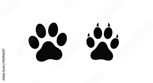 Two black paw prints are displayed against a white background silhouette
