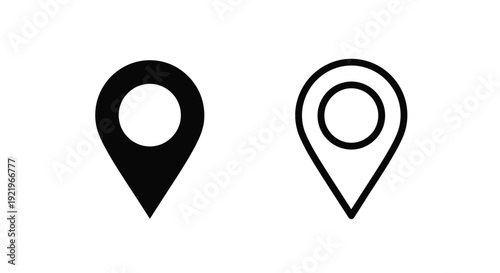 Two map pin icons one filled and one outlined silhouette