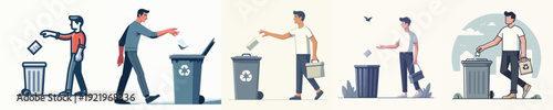 Vector Illustration of a Man Throwing Out Trash