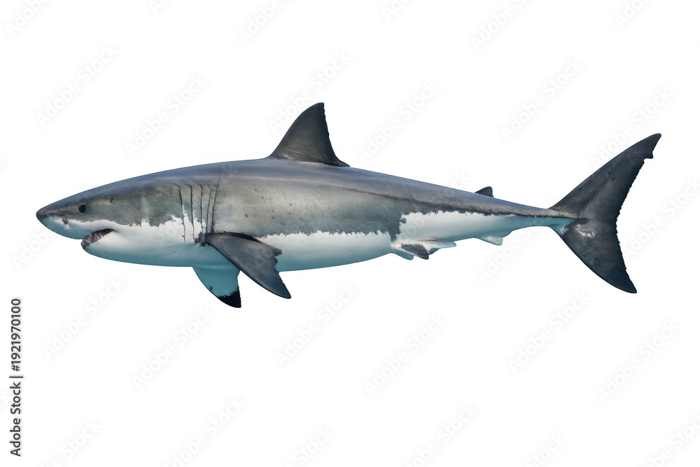 Fototapeta premium Great white shark predatory marine life swimming