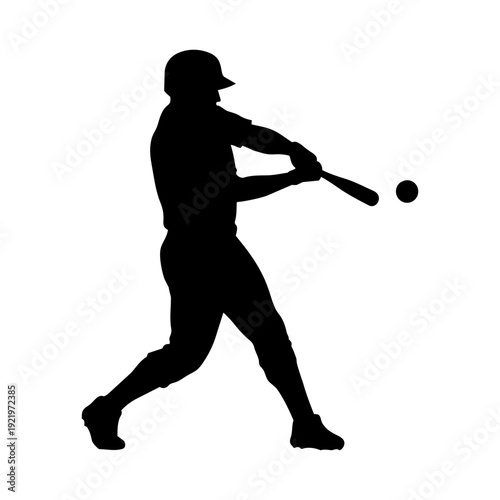 Male baseball player batting silhouette vector illustration