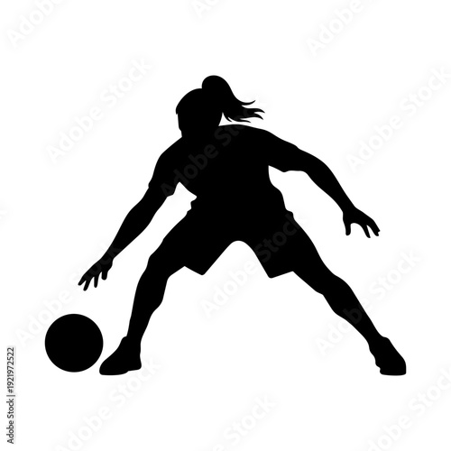 Woman basketball player dunk shot silhouette vector illustration