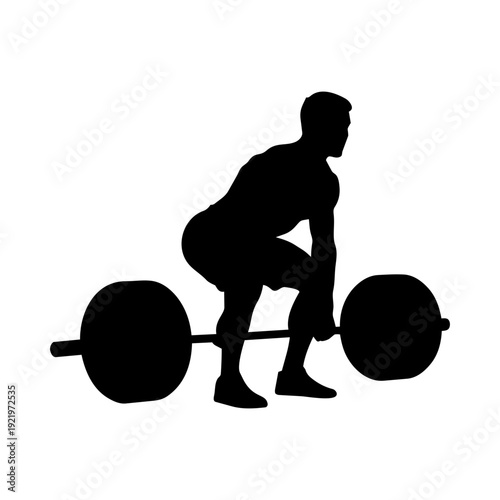 Male athlete performing deadlift silhouette vector illustration