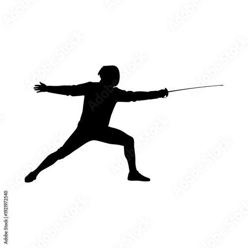 Male fencing athlete silhouette vector illustration