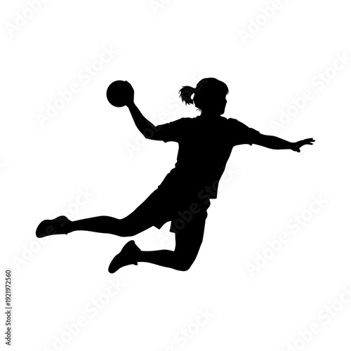 Woman handball player silhouette vector illustration