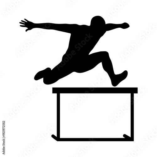 Male hurdle race athlete silhouette vector illustration