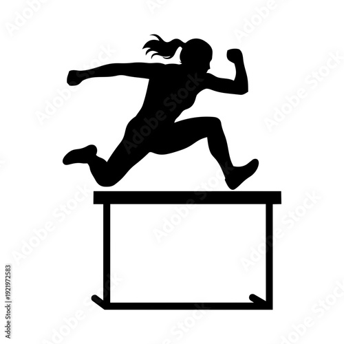Woman hurdle race athlete silhouette vector illustration
