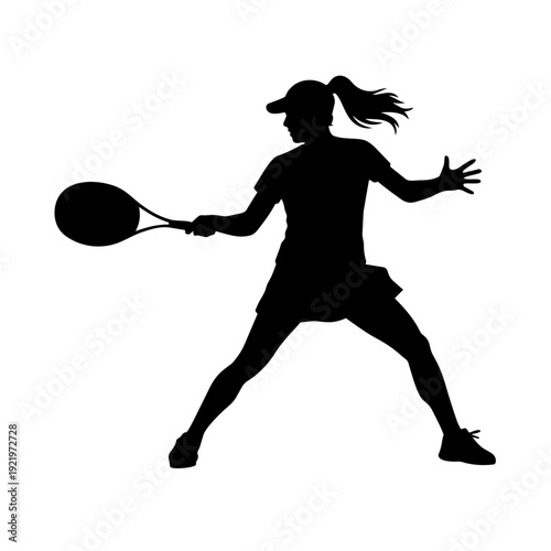 Woman tennis player silhouette vector illustration