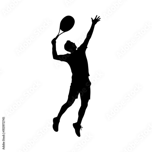 Male tennis player action 2 silhouette vector illustration