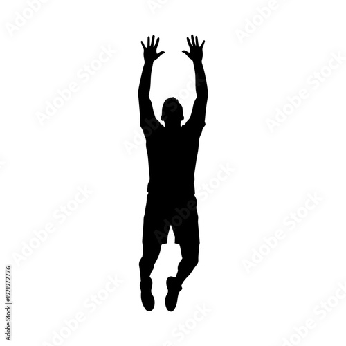Male volleyball player blocking ball silhouette vector illustration