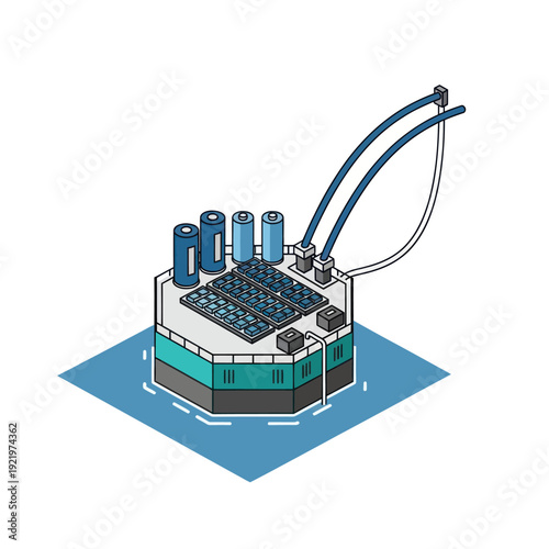Industrial Water Treatment Plant Equipment Illustration.