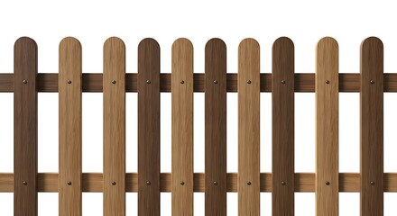 Wooden fence illustration on white background