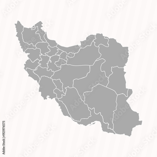 Iran Political Map with Provincial Boundaries in Grey – High Resolution Vector Style