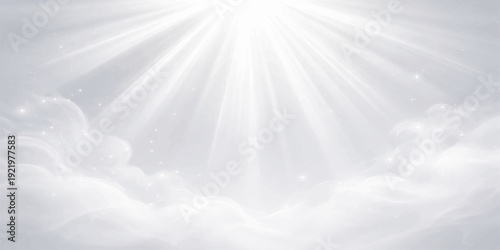 Sunny blue sky with clouds and sunlight