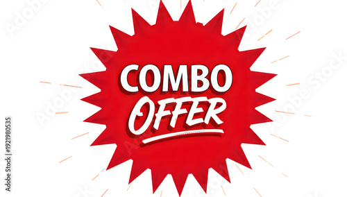 Eye-catching red combo offer promotional burst design for marketing materials