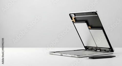 Disassembled Tablet Device Internal Components Repair Concept