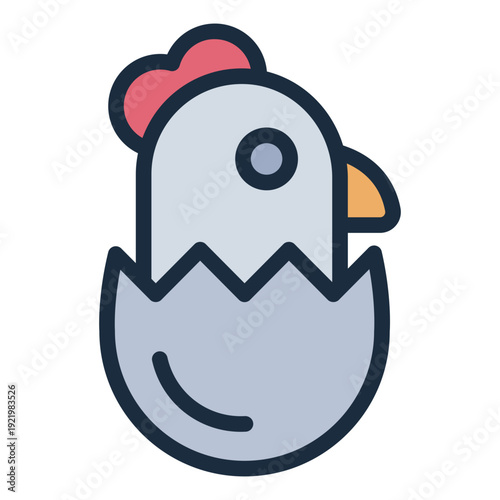 chick filled line icon. baby chicken hatch. poultry growth. farm livestock