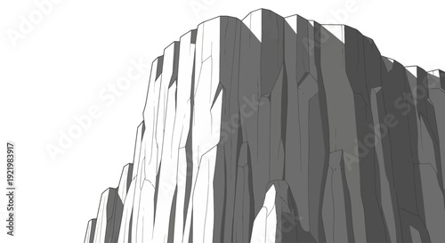 Stylized Cartoon Cliff Face with Dramatic Shadows Illustration