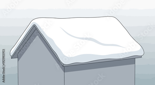 A cartoon illustration of a house roof covered with white snow.