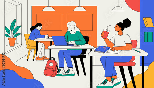 Very beautiful modern classroom interior design combining minimalist furniture, bright walls, and organized seating layout to enhance focus and collaborative educational experiences.