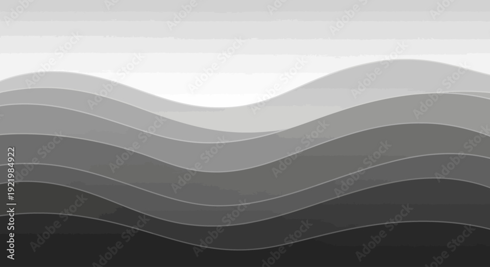 Obraz premium Abstract grayscale wave pattern background with flowing curved lines.
