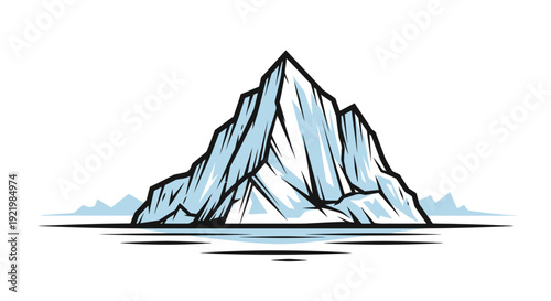 Majestic iceberg floating in cold water