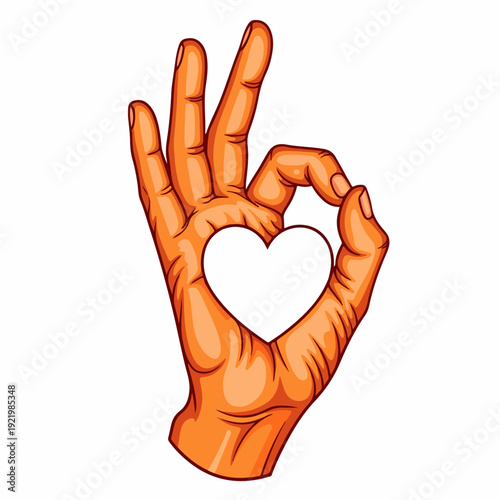 Hand gesture forming heart shape, representing love and approval.